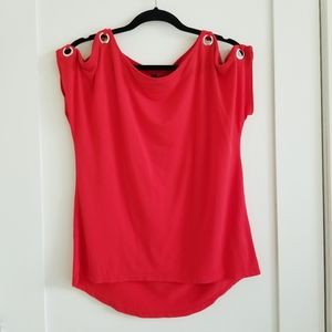 CABLE & GAUGE grommet boat neck short sleeve top